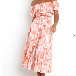 Petal & Pup Pink and Peach Snelly Top and Midi Skirt Matching Set